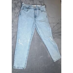 Cotton On Mom Jeans Women’s Size 10 Light Wash High Rise Distressed Denim